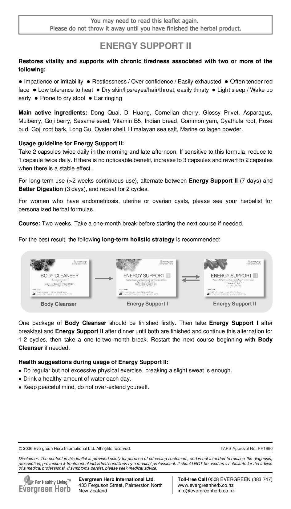 Evergreen Herb Energy Support II