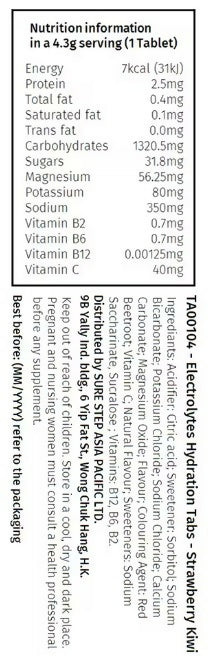 TA00104-Electrolytes Hydration Tabs - Strawberry Kiwi
